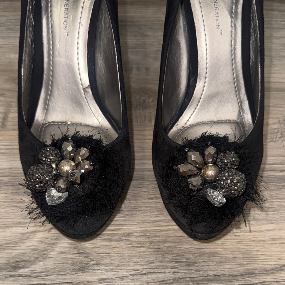 BCBGeneration Black Heels with Embellished Accents - Picture 2 of 8